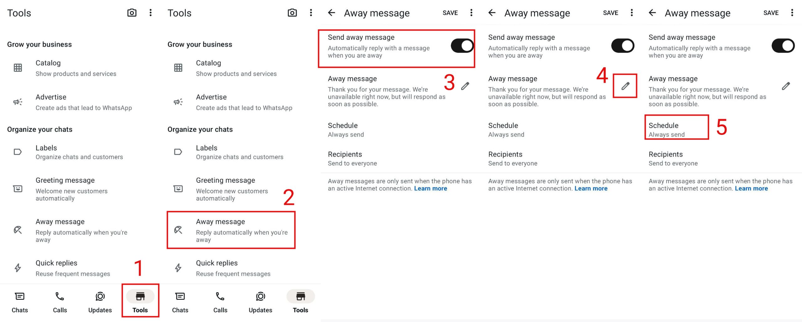 تنظیم پیام عدم حضور (برای ساعات غیرکاری)