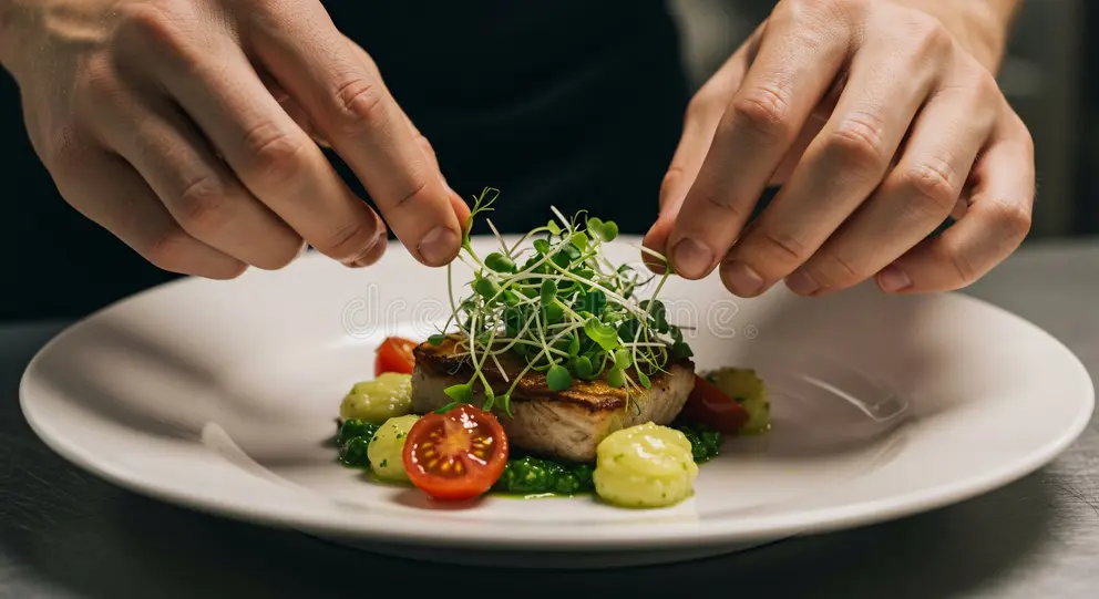 chef s hands plating